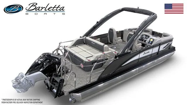 Slide: The Image of 2026 Barletta Corsa 23UCA pontoon boat with sleek design and modern features. - 4