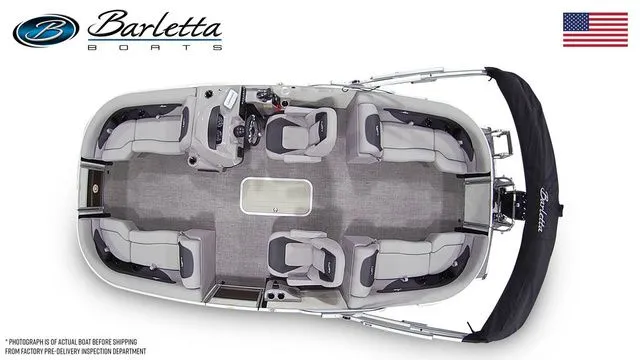 Slide: The Image of Top view of 2025 Barletta Aria A22QC pontoon boat with seating layout. - 7