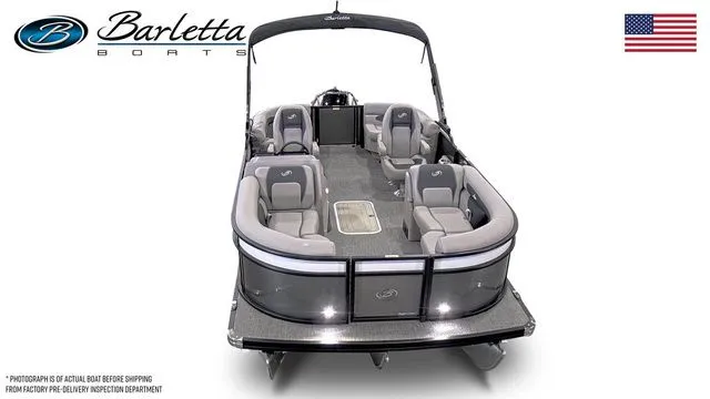 Slide: The Image of 2026 Barletta Aria 20QC pontoon boat with spacious seating and sleek design. - 5