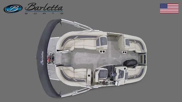 Slide: The Image of Top view of 2023 Barletta C20Q pontoon boat interior layout. - 7