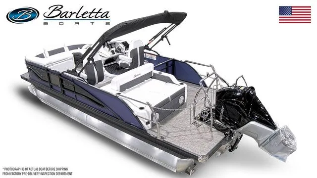 Slide: The Image of 2024 Barletta Corsa 21UC pontoon boat with sleek design and modern features. - 3