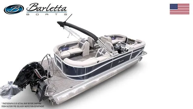 Slide: The Image of 2025 Barletta Boats C22QC pontoon with sleek design and modern features. - 4