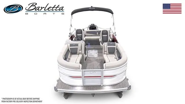 Slide: The Image of 2025 Barletta Boats Cabrio C22UC pontoon with spacious seating and sleek design. - 5