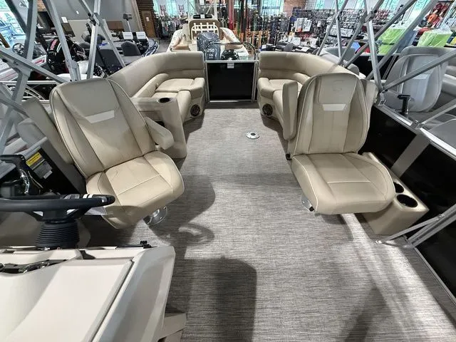 Slide: The Image of Interior of 2026 Godfrey Pontoons Xperience 2286 SBX, featuring beige seating and modern design. - 5