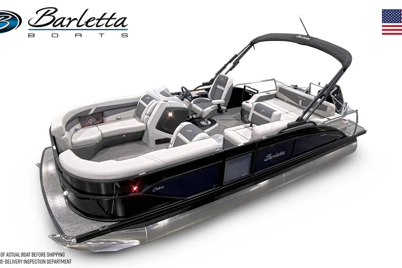 Slide: The Image of 2025 Barletta C22U pontoon boat with sleek design and spacious seating. - 7
