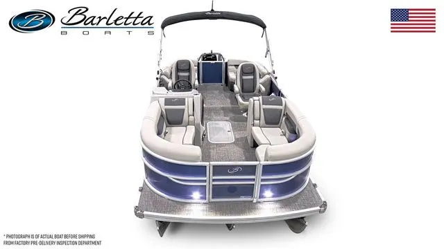 Slide: The Image of 2025 Barletta Boats C20QC pontoon with spacious seating and modern design. - 5