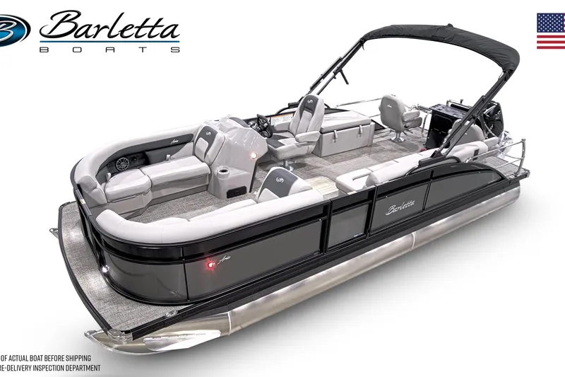 Slide: The Image of 2025 Barletta A22CC pontoon boat with sleek design and spacious seating. - 3