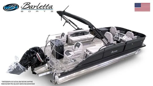 Slide: The Image of 2025 Barletta Boats A22F pontoon with sleek design and modern features. - 4