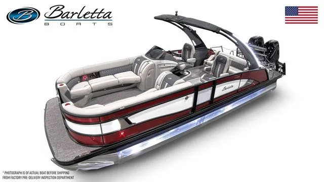The Image of 2025 Barletta Twin L25UCAT pontoon boat with luxurious seating and sleek design. - 1