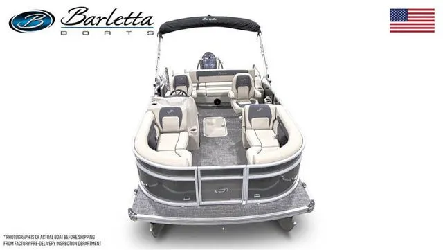 Slide: The Image of 2024 Barletta Aria A20UC pontoon boat with spacious seating and sleek design. - 5