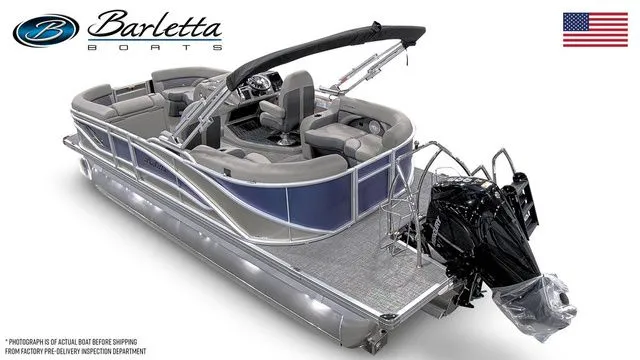 Slide: The Image of 2024 Barletta Corsa 21QC pontoon boat with sleek design and modern features. - 3