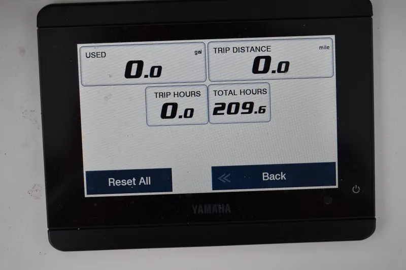 Slide: The Image of Yamaha display showing trip data for 2023 Sea Hunt Ultra 255 SE boat. - 29
