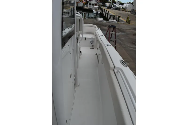 Slide: The Image of 2023 Sea Hunt Ultra 255 SE boat deck, showcasing sleek design and spacious layout. - 45
