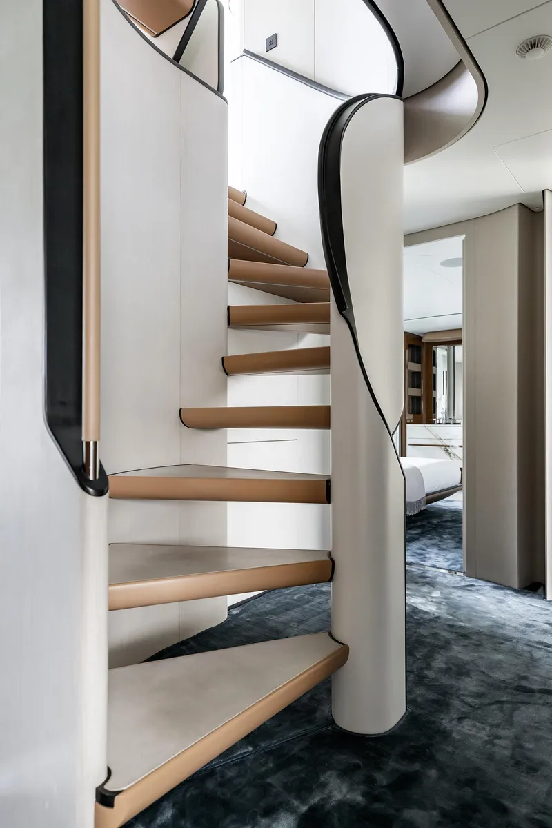 Slide: The Image of Spiral staircase in 2024 Azimut Grande 36M yacht interior, featuring modern design and luxurious materials. - 23