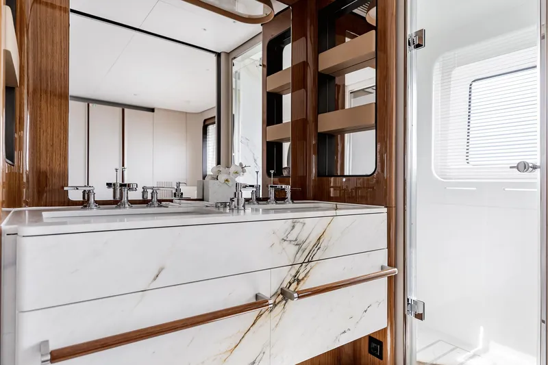 Slide: The Image of Luxurious bathroom in 2024 Azimut Grande 36M yacht with marble sink and modern fixtures. - 33