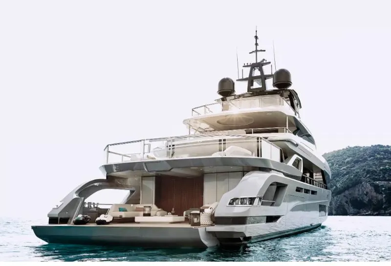 The Image of Azimut 38M Grande Trideck 2027 luxury yacht on serene water, showcasing modern design. - 1