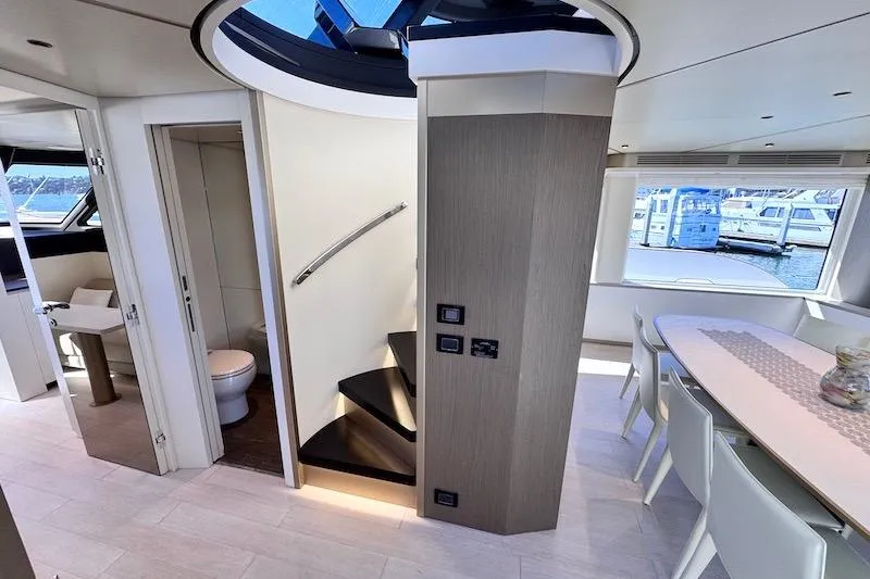 Slide: The Image of Luxurious interior of 2026 Azimut Grande Magellano 25 Metri yacht with modern design elements. - 16