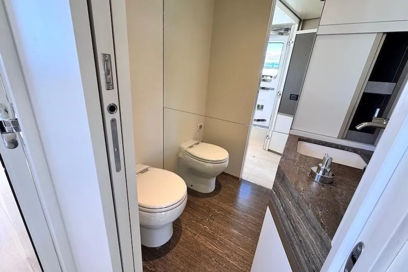 Slide: The Image of Luxurious bathroom interior of 2026 Azimut Grande Magellano 25 Metri yacht. - 26