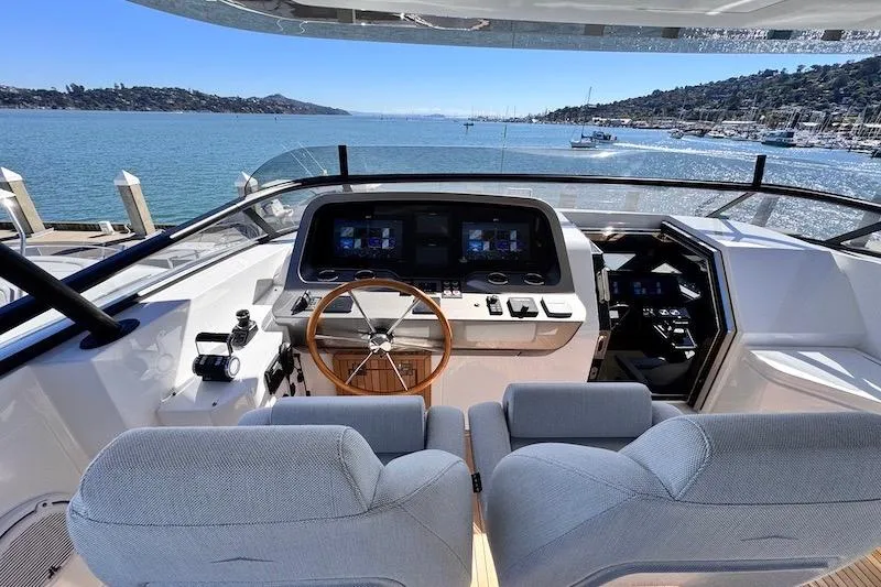 Slide: The Image of Helm of 2026 Azimut Grande Magellano 25 Metri yacht with scenic ocean view. - 35