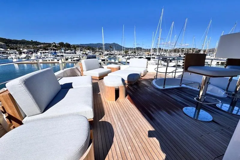 Slide: The Image of Luxurious deck of 2026 Azimut Grande Magellano 25 Metri yacht in marina setting. - 40