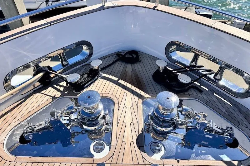Slide: The Image of Deck view of 2026 Azimut Grande Magellano 25 Metri yacht with polished winches. - 5