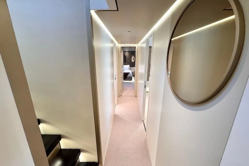 Slide: The Image of Luxurious hallway in 2026 Azimut Grande Magellano 25 Metri yacht, featuring modern design and ambient lighting. - 54