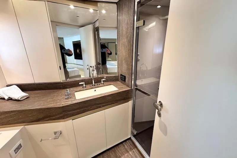 Slide: The Image of Luxurious bathroom in 2026 Azimut Grande Magellano 25 Metri yacht, featuring modern fixtures and elegant design. - 57