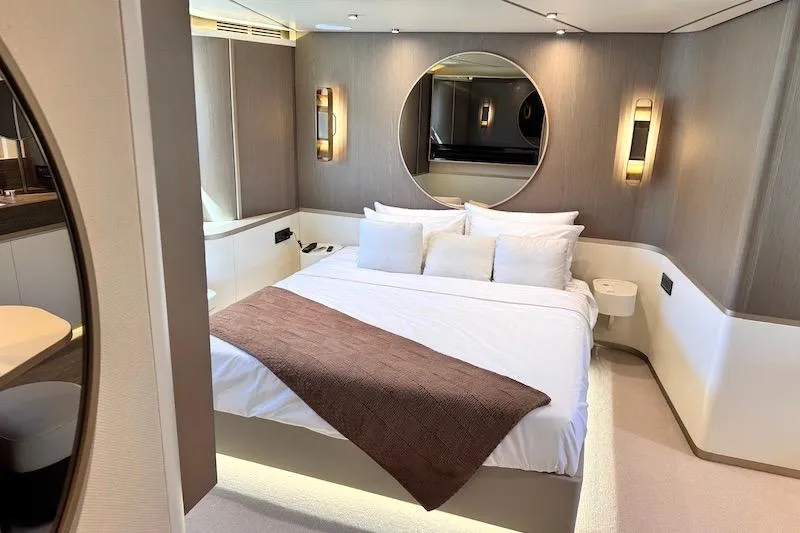 Slide: The Image of Luxurious bedroom interior on 2026 Azimut Grande Magellano 25 Metri yacht. - 64