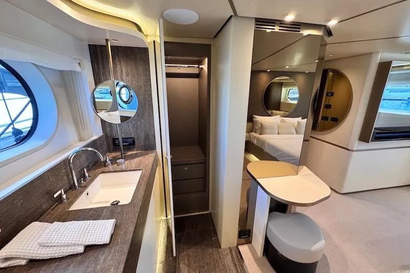 Slide: The Image of Luxurious interior of 2026 Azimut Grande Magellano 25 Metri yacht, featuring modern design and amenities. - 73