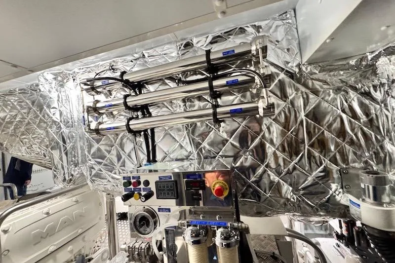 Slide: The Image of Engine room of 2026 Azimut Grande Magellano 25 Metri yacht with advanced machinery. - 77