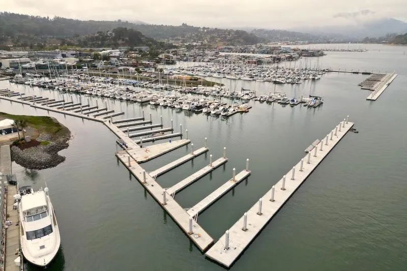 Slide: The Image of Aerial view of marina with Azimut Grande Magellano 25 Metri yacht, 2026 model, docked. - 88