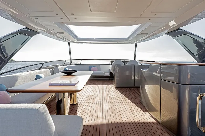 Slide: The Image of Luxurious interior of 2025 Azimut Grande 26M yacht with elegant seating and panoramic views. - 40