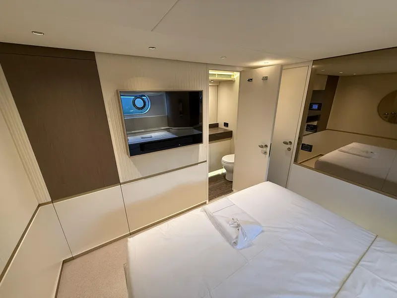 Slide: The Image of Luxurious bedroom interior of 2026 Azimut Magellano 25M yacht with modern design. - 5