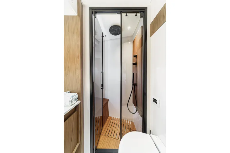 Slide: The Image of Luxurious shower in 2026 Azimut Fly 72 yacht, featuring sleek design and modern fixtures. - 67