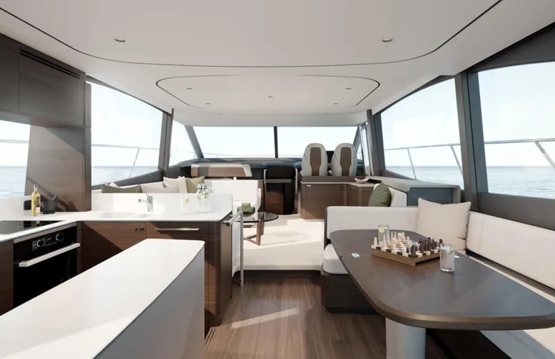 Slide: The Image of Luxurious interior of 2025 Princess F65 yacht with modern design and elegant furnishings. - 2