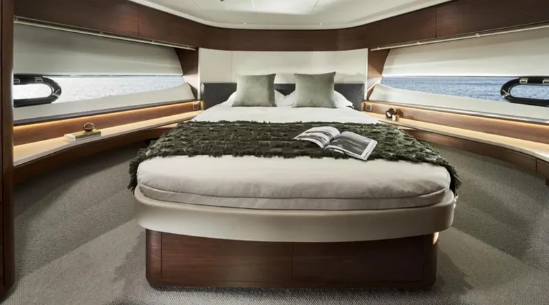 Slide: The Image of Luxurious 2025 Princess F65 yacht bedroom with elegant decor and ocean view. - 26