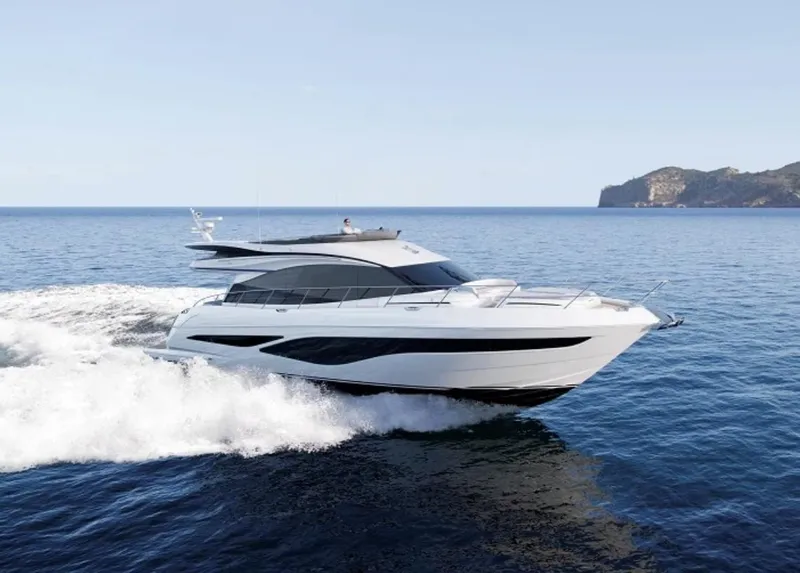 Slide: The Image of Luxury Princess F65 yacht cruising on open sea, 2025 model. - 34