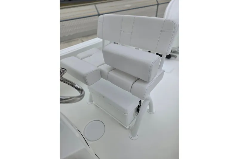 Slide: The Image of White seating on 2026 Parker 230 Coastal Elite boat, featuring sleek design and modern comfort. - 26