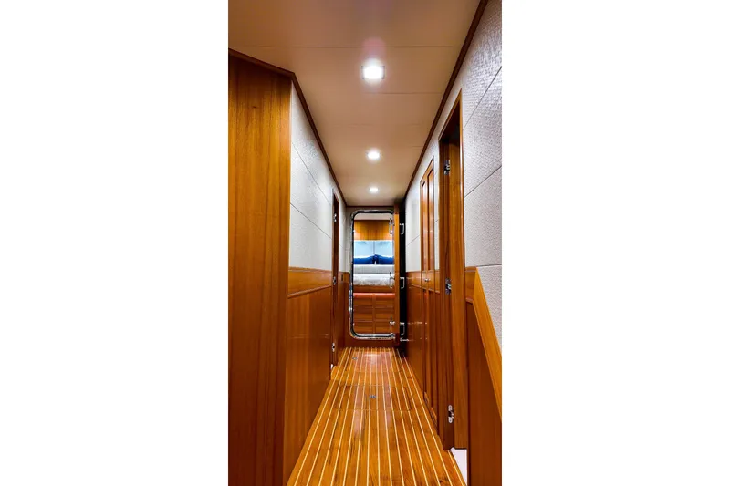 Slide: The Image of Luxurious interior of 2022 Marlow Voyager Series yacht with elegant seating and modern decor. - 11