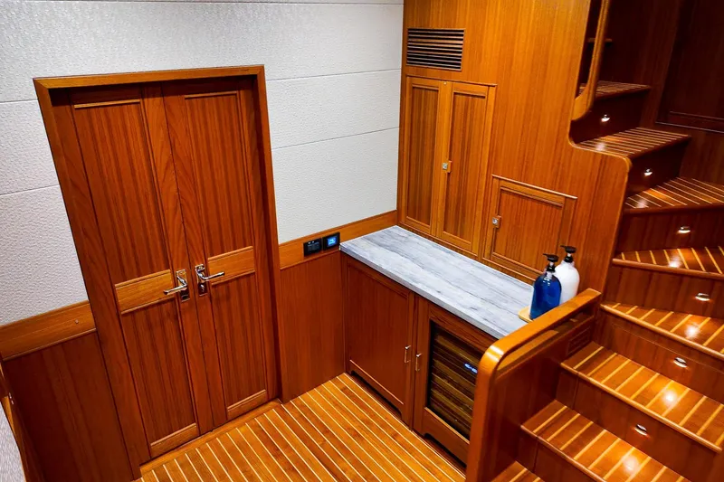 Slide: The Image of Luxurious interior of 2022 Marlow Voyager Series yacht with plush seating and modern decor. - 12
