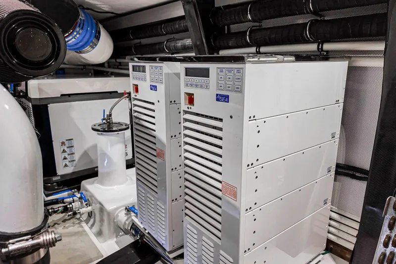 Slide: The Image of Luxurious interior of 2022 Marlow Voyager Series yacht with plush seating and modern decor. - 22