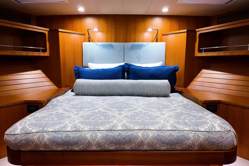 Slide: The Image of Luxury yacht docked, Marlow Voyager Series 2022, sunny marina setting. - 3