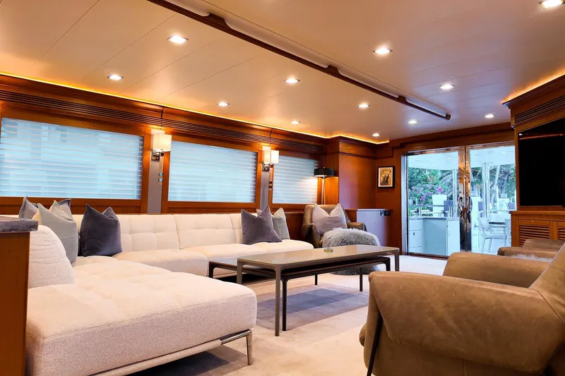 Slide: The Image of Luxurious cabin interior of 2022 Marlow Voyager Series yacht with cozy bedding. - 31