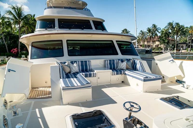 Slide: The Image of Luxury Marlow Voyager Series yacht at sunset, 2022 model, cruising on open sea. - 48