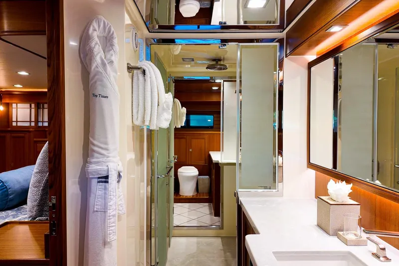 Slide: The Image of 2022 Marlow Voyager yacht deck with winches and hatches under clear blue sky. - 9