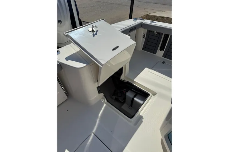 Slide: The Image of 2026 Pathfinder 2400 Open boat interior with open storage compartment. - 9