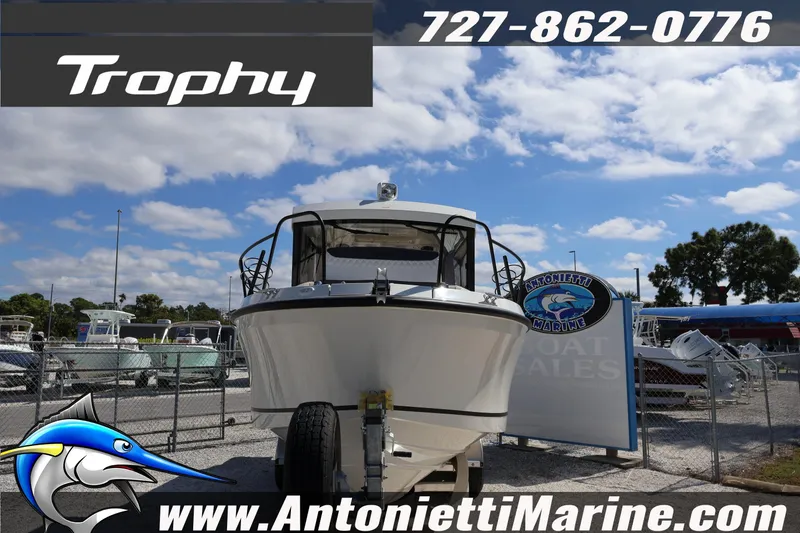 Slide: The Image of 2025 Trophy T 25 Pilothouse boat at Antonietti Marine dealership. - 3