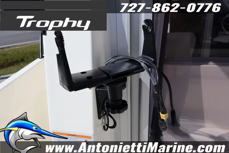 Slide: The Image of 2025 Trophy T 25 Pilothouse boat accessory with cables, Antonietti Marine branding. - 35