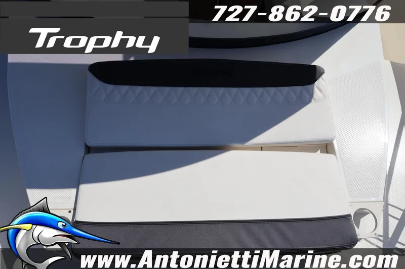 Slide: The Image of 2025 Trophy T 25 Pilothouse boat seating, Antonietti Marine contact details displayed. - 39