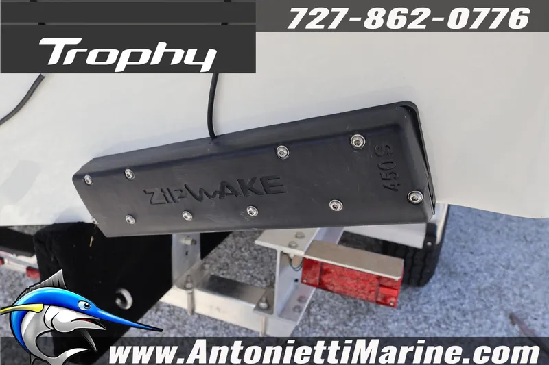 Slide: The Image of 2025 Trophy T 25 Pilothouse boat with Zipwake system, Antonietti Marine branding. - 57